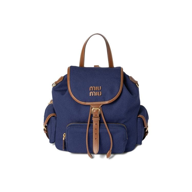 Miu Miu Canvas Backpack Cornflower Blue/Brandy