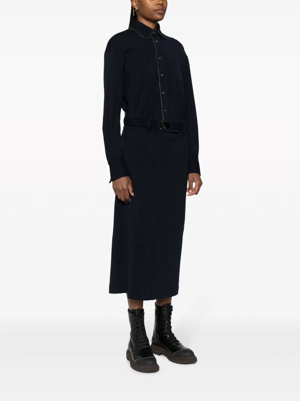 Monili chain-embellished shirt dress