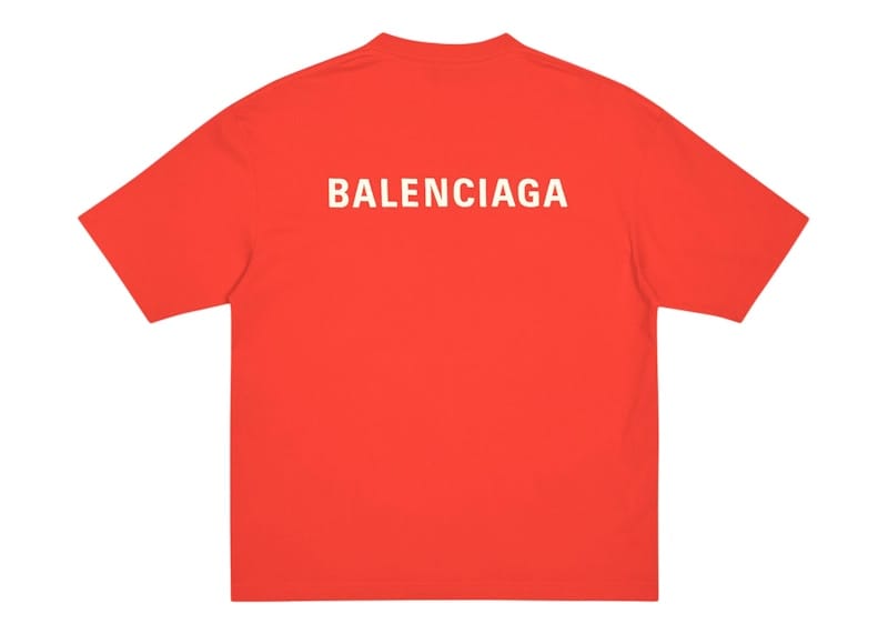 Balenciaga Back Logo Regular Fit Vintage T-Shirt Bright Red/White