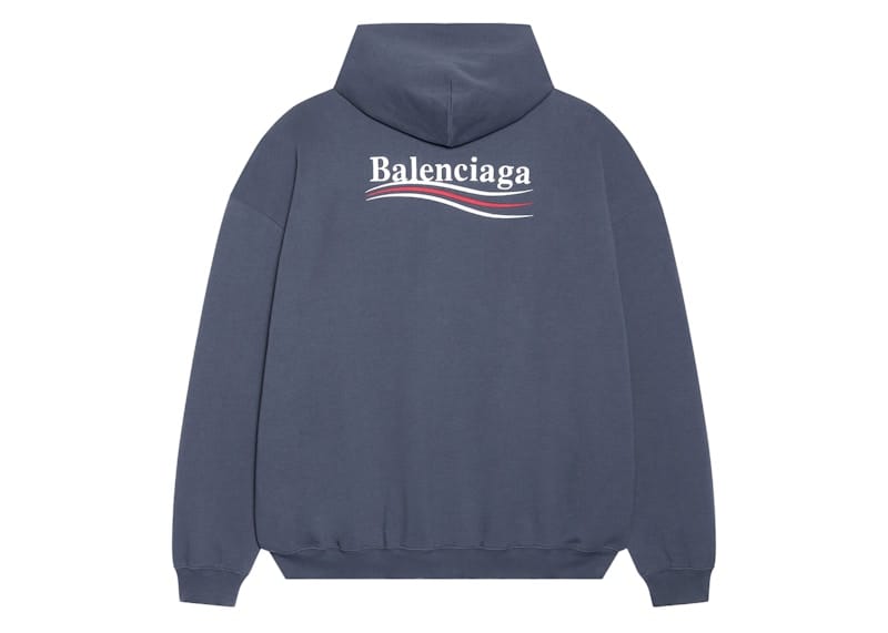 Balenciaga Political Campaign Large Fit Hoodie Dark Grey/White