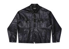 Balenciaga Mens Denim Style Leather Jacket Black