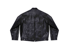 Balenciaga Mens Denim Style Leather Jacket Black