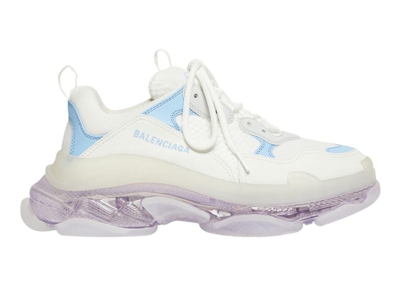 Balenciaga Triple S Clear Sole Leather Free Light Blue Grey Light Purple White (Women's)
