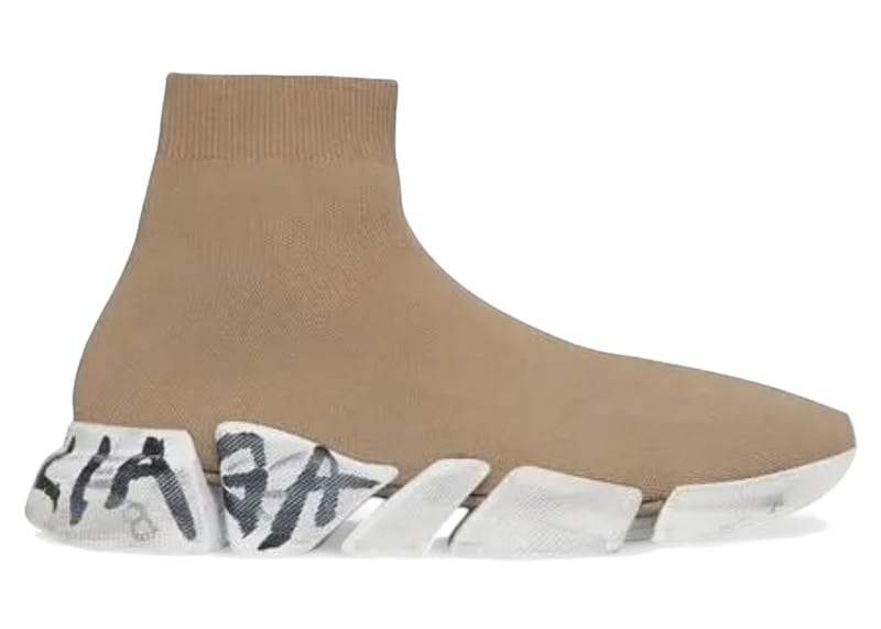 Balenciaga Speed 2.0 Worn-Out Graffiti Dark Beige