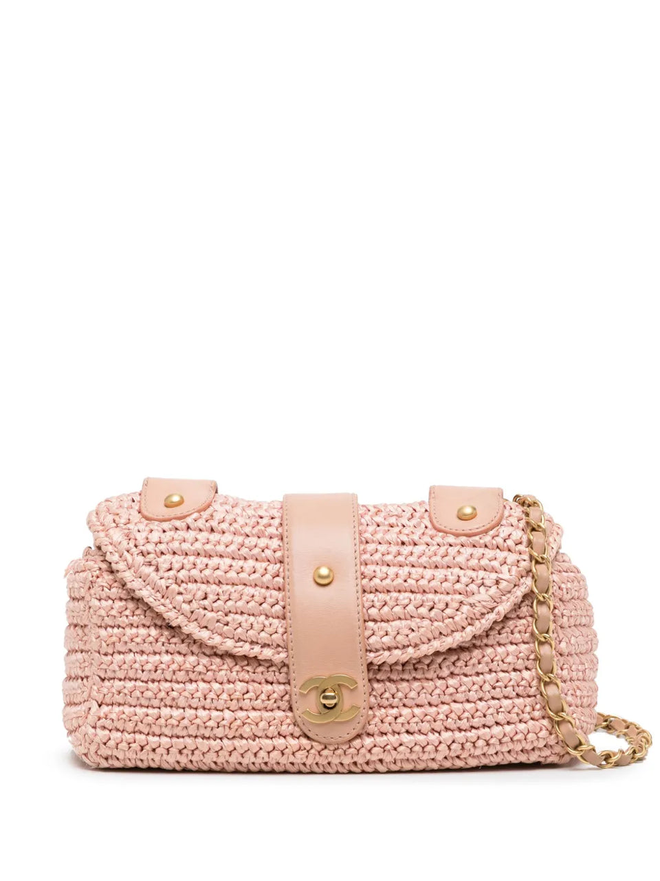 CC woven raffia shoulder bag