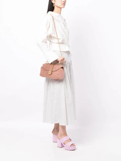 CC woven raffia shoulder bag