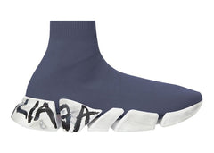 Balenciaga Speed 2.0 Graffiti Recycled Knit Dark Grey White