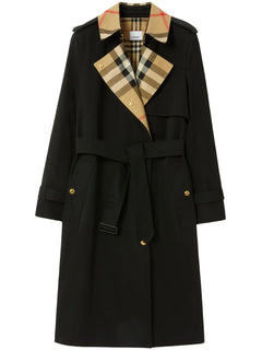 Check Panel cotton trench coat