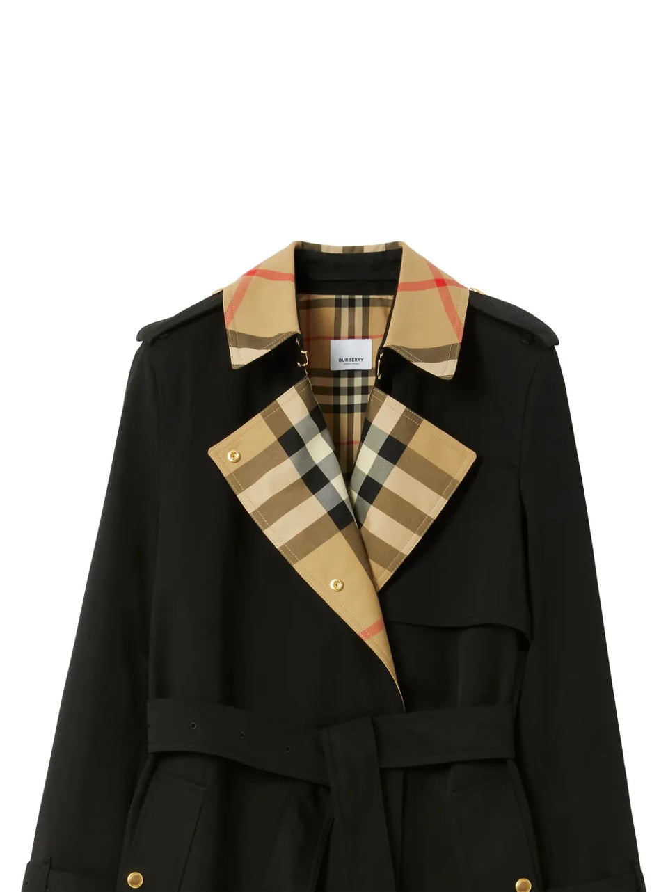 Check Panel cotton trench coat