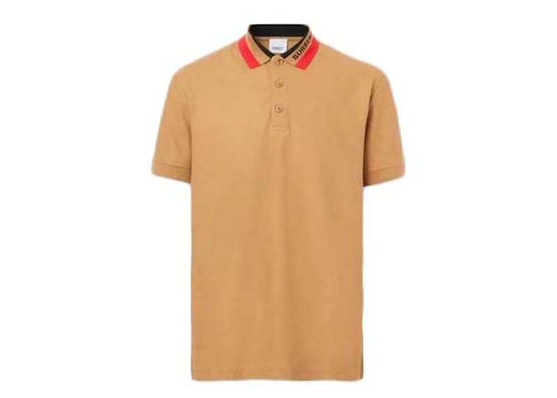 Burberry Logo Detail Cotton Piqué Polo Shirt Camel