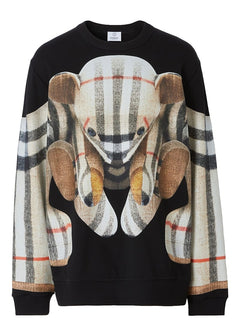 Burberry Thomas Bear Print Cotton Oversized Sweatshirt Black/Archive Beige