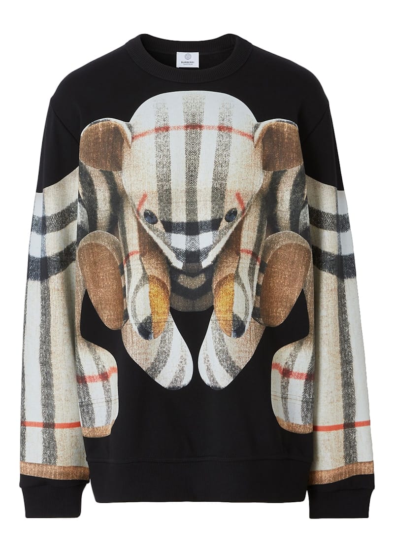 Burberry Thomas Bear Print Cotton Oversized Sweatshirt Black/Archive Beige