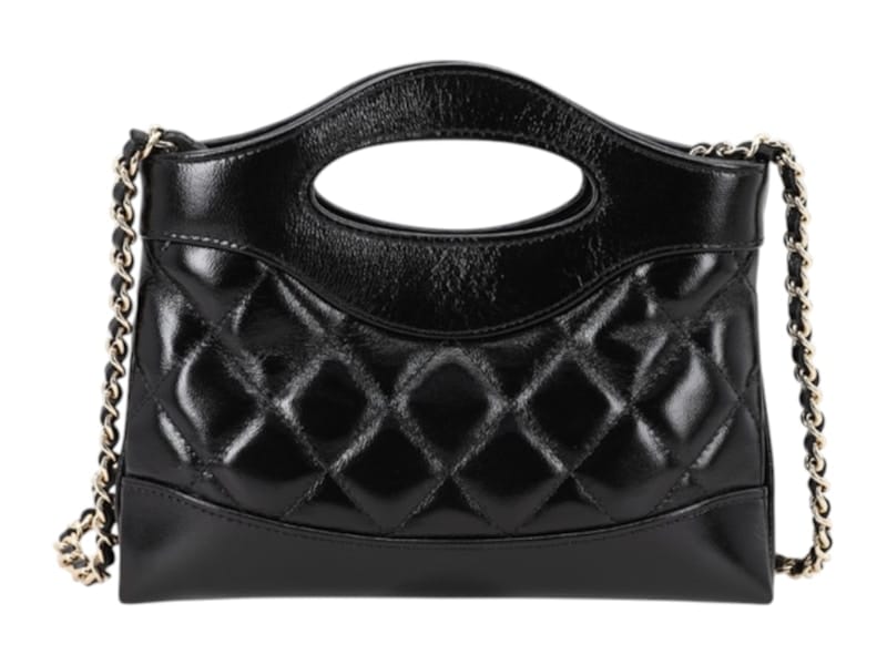 Chanel 31 Nano Gold CC Logo Chain Bag Black