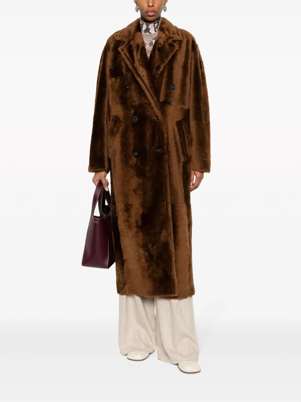 notched-lapels double-breasted coat
