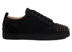 Christian Louboutin Fun Louis Junior Spikes Flat Black Velvet