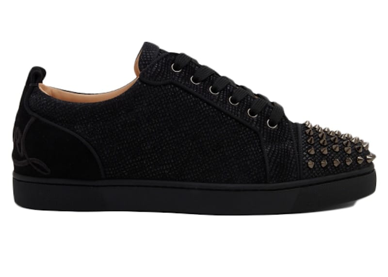 Christian Louboutin Fun Louis Junior Spikes Flat Black Velvet
