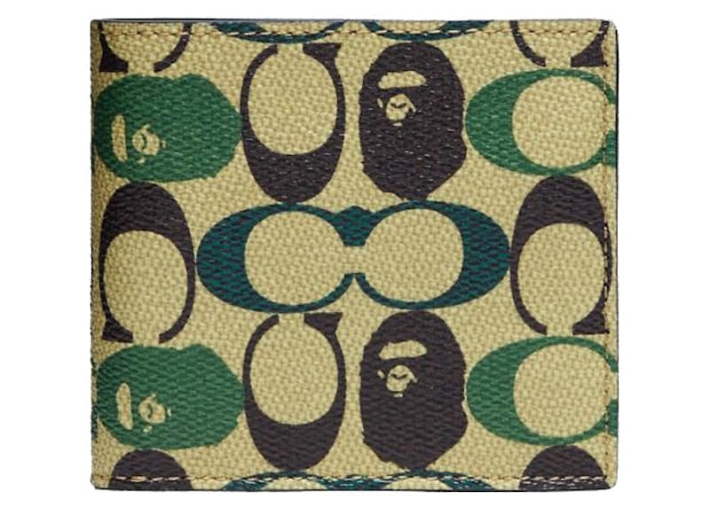 Coach x Bape Coin Wallet Signature Canvas With Ape Head Black Copper/Camo Multi