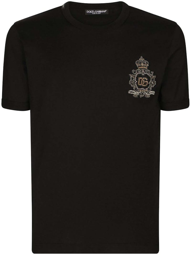 Dolce & Gabbana Logo-Patch Cotton T-Shirt Black