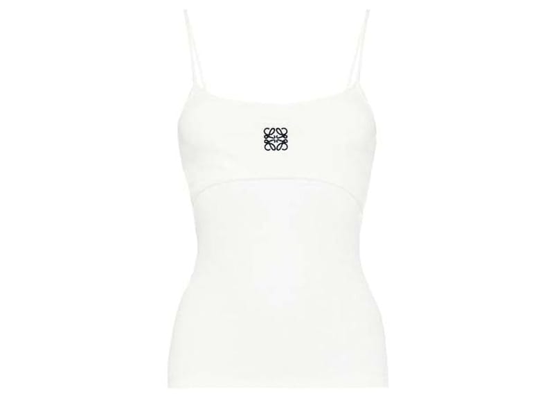 LOEWE Anagram Strappy Cotton Top White