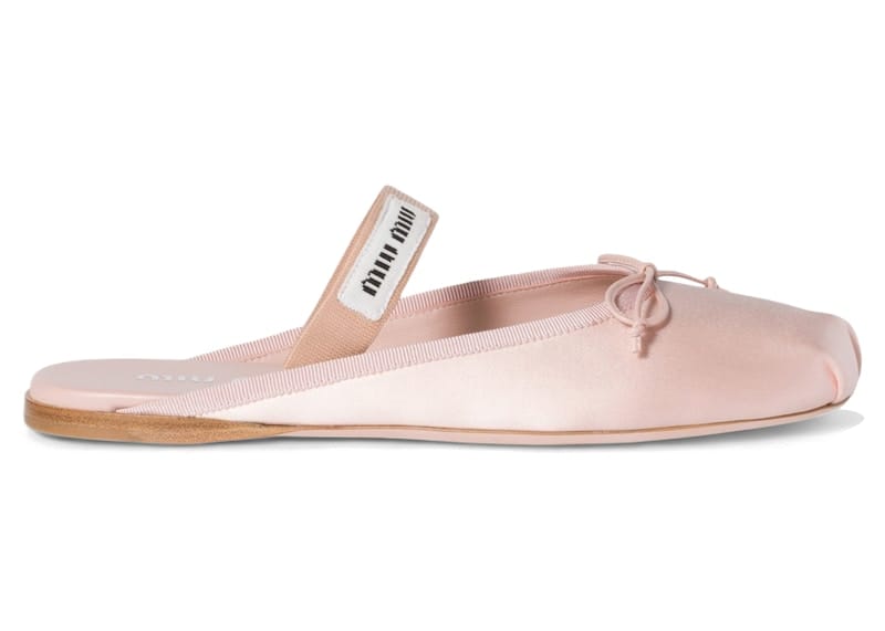 Miu Miu Satin Ballerina Mules Orchid Pink (Women's)