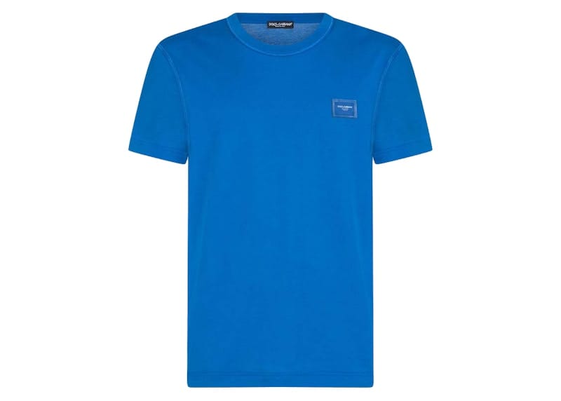 Dolce & Gabbana Cotton Logoed Plaque T-Shirt Turquois