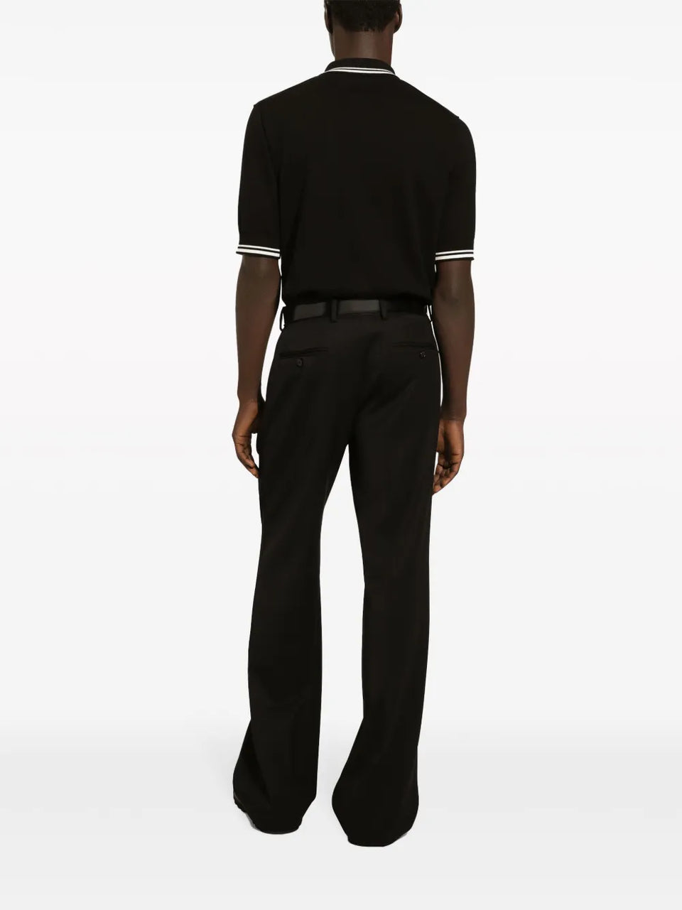 logo-embroidered stripe-detail polo shirt