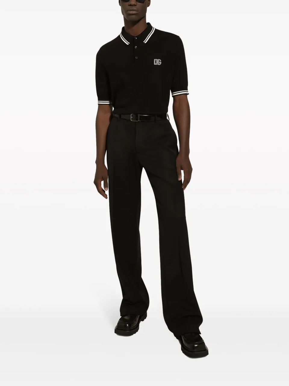 logo-embroidered stripe-detail polo shirt
