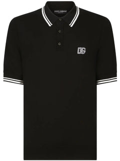 logo-embroidered stripe-detail polo shirt