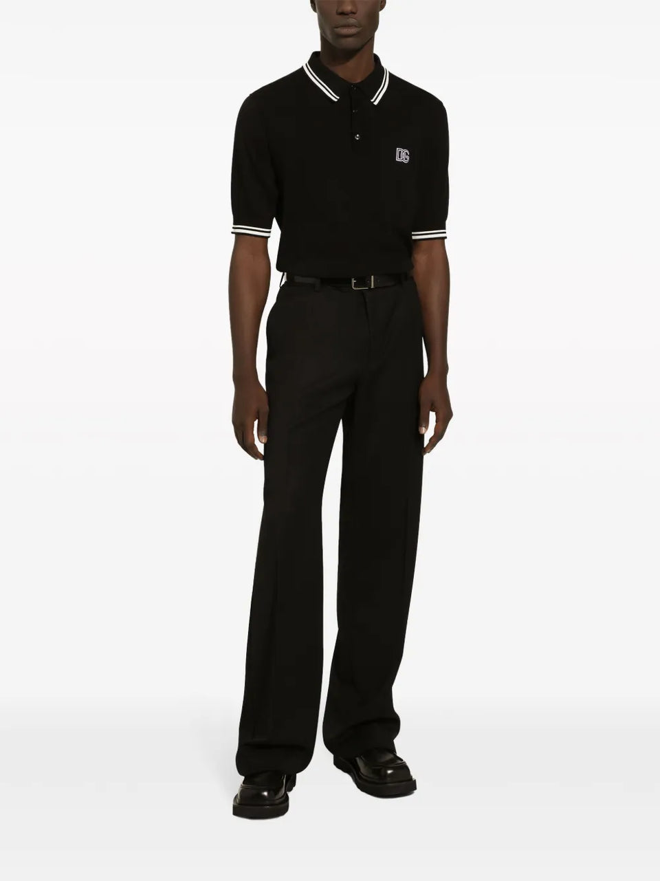 logo-embroidered stripe-detail polo shirt