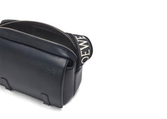 LOEWE Military Messenger Bag in Soft Grained Calfskin and Jacquard XS Deep Navy