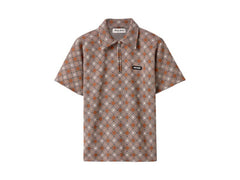 Miu Miu Silk Check Polo Shirt Tabacco