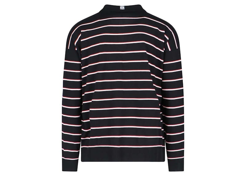 LOEWE Polo Cotton Sweater Black/Red/White