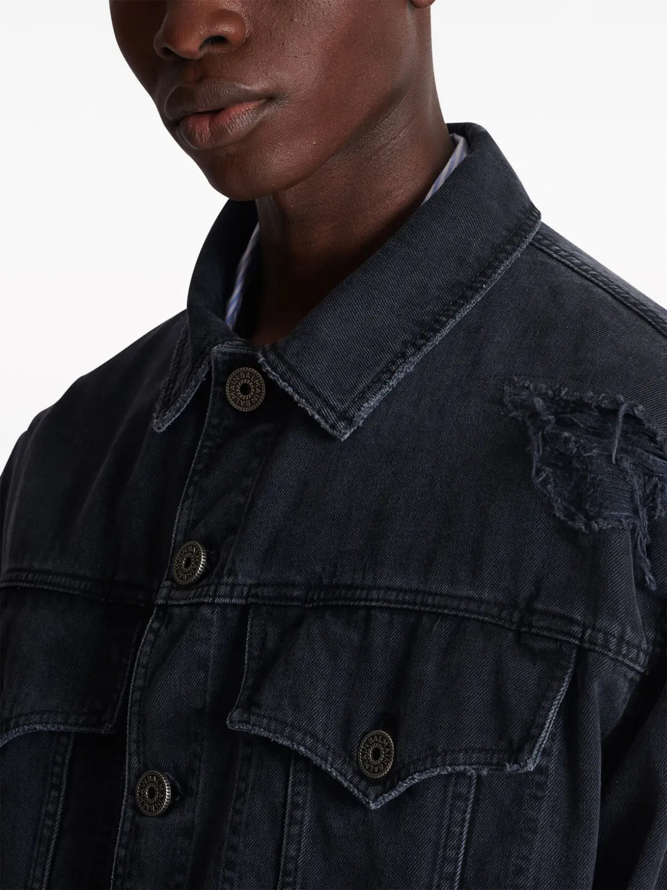 ripped-detail denim jacket