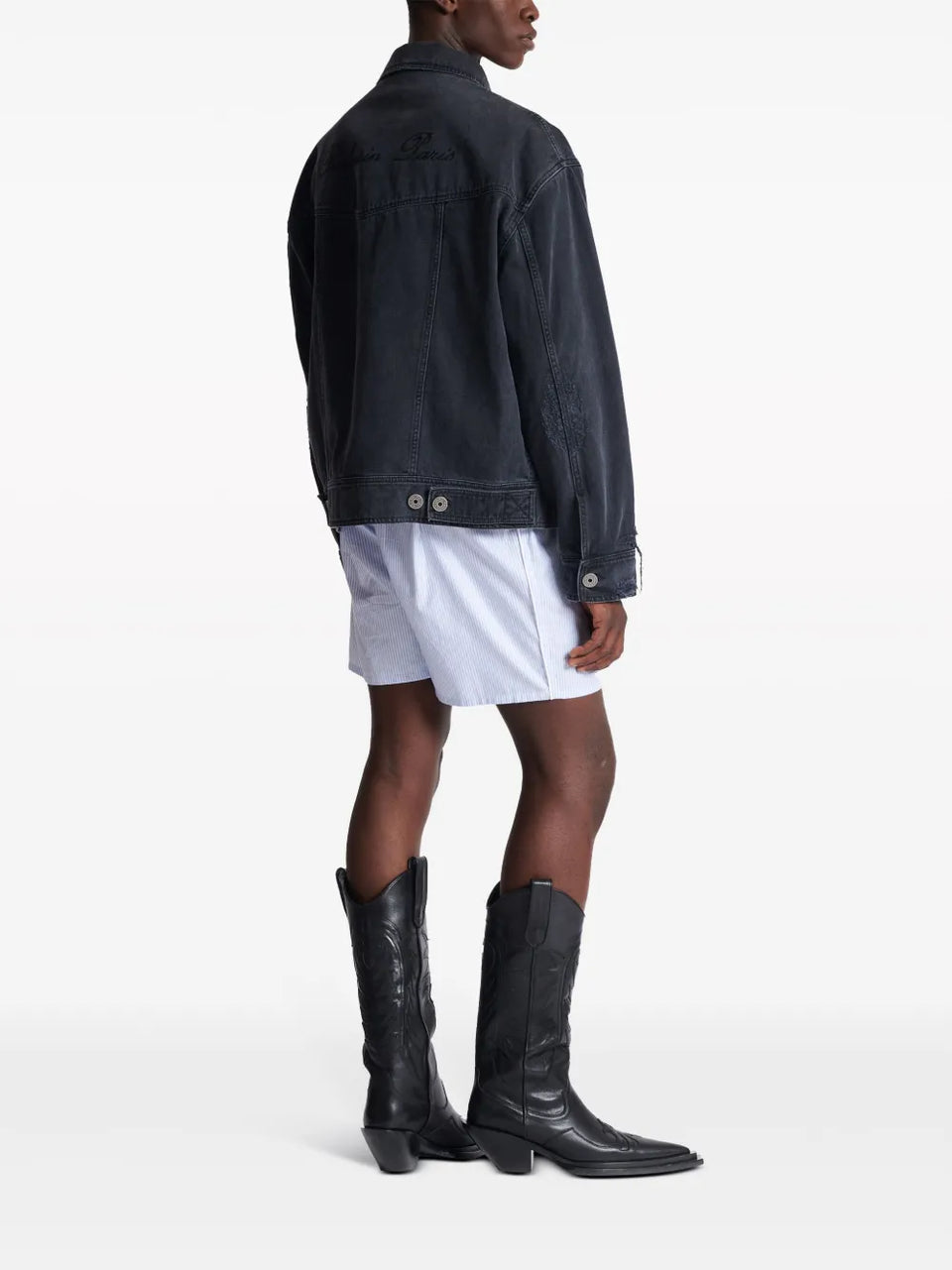 ripped-detail denim jacket