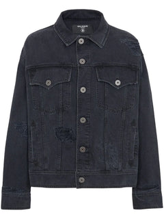 ripped-detail denim jacket