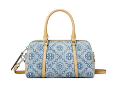 Tory Burch T Monogram Denim Mini Barrel Bag Powder Blue