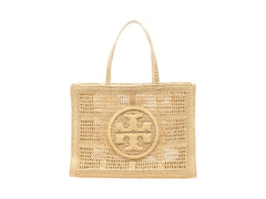 Tory Burch Ella Hand-Crocheted Large Tote Bag Natural