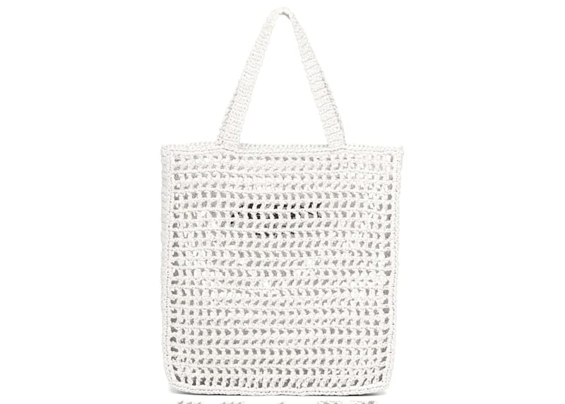 Prada Raffia Tote Bag White