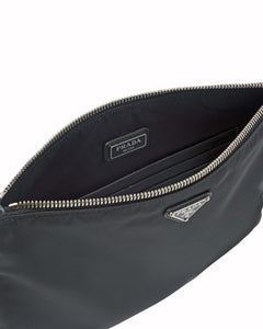 Prada Re-Nylon and Saffiano Leather Pouch Black