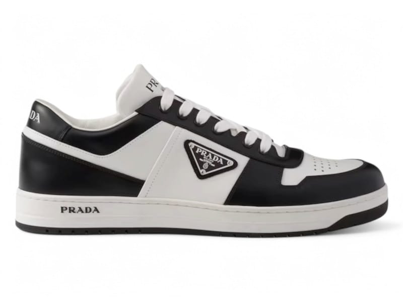 Prada Downtown Leather Sneakers White Black