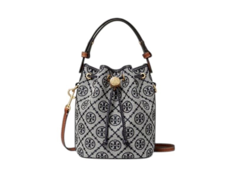 Tory Burch T Monogram Mini Bucket Bag Navy