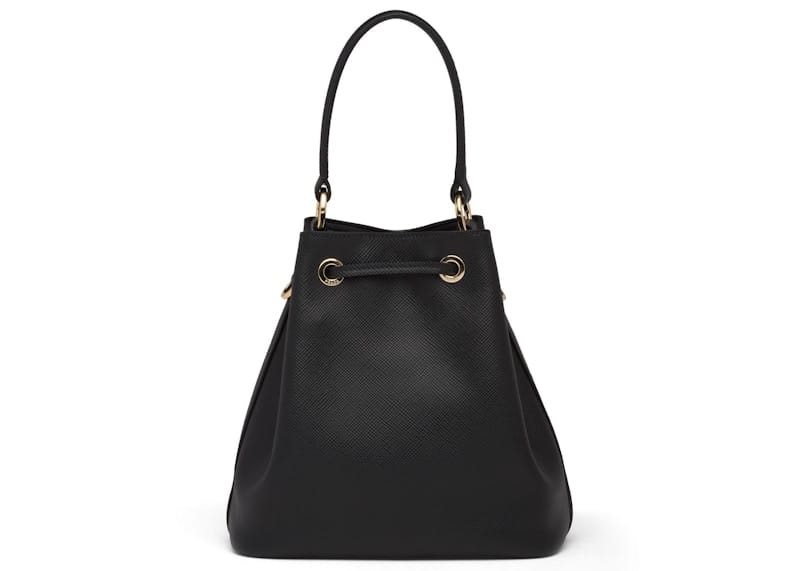 Prada Bucket Bag Saffiano Leather Gold-tone Black
