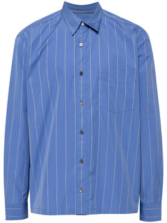 vetical-stripe print cotton shirt