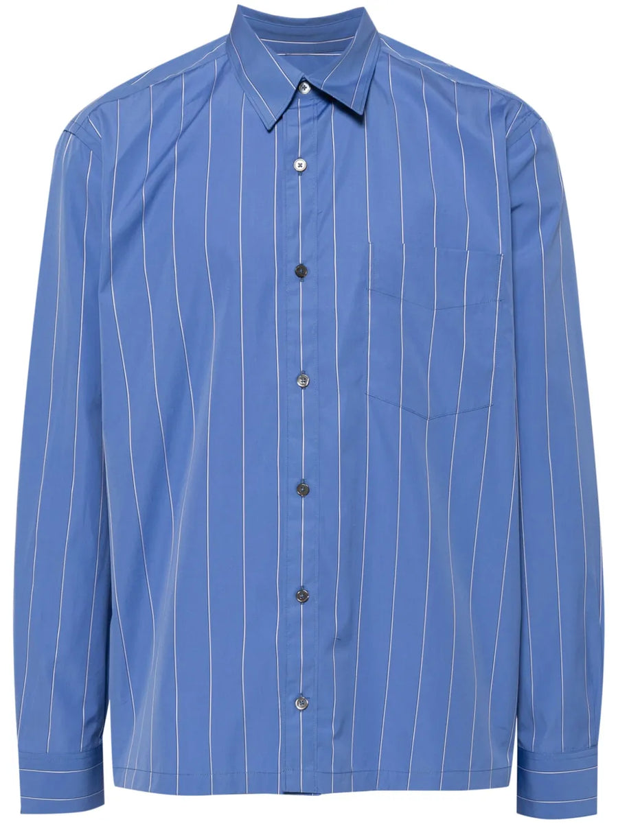 vetical-stripe print cotton shirt