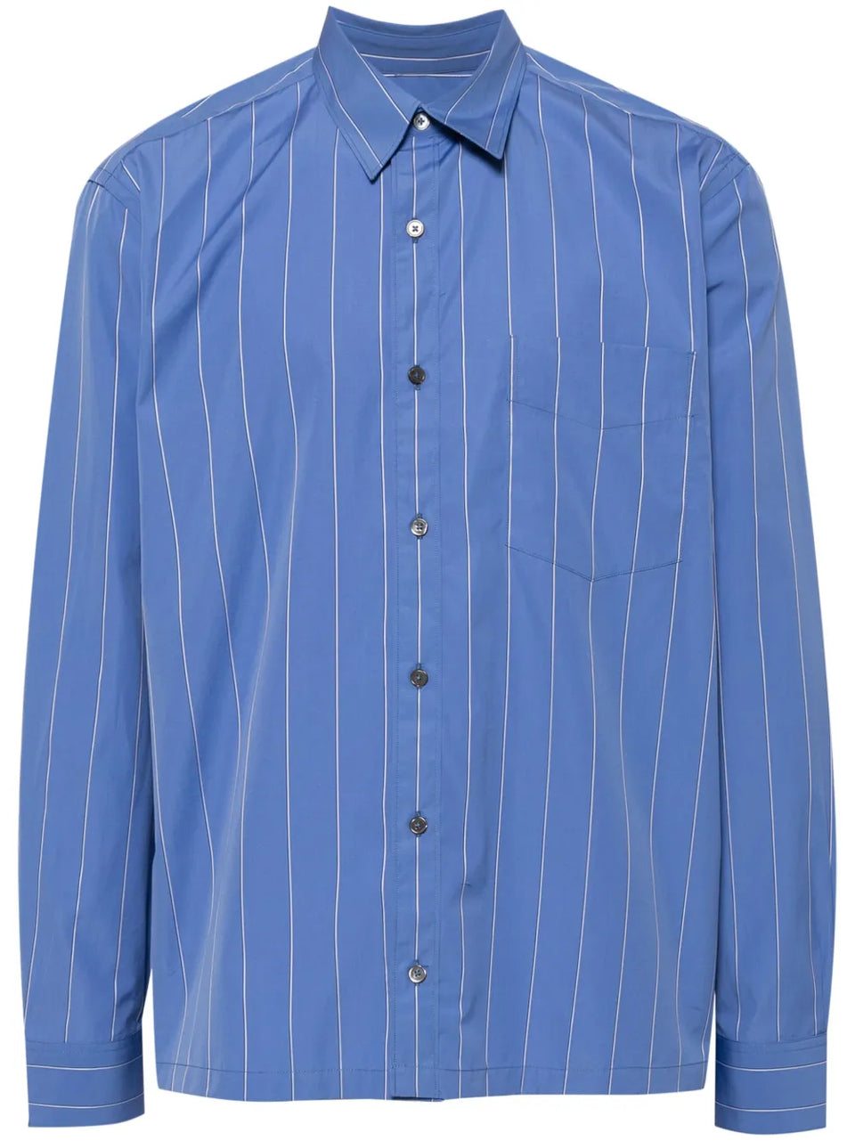 vetical-stripe print cotton shirt
