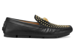 Versace LA Medusa Suede Driver Loafers Black