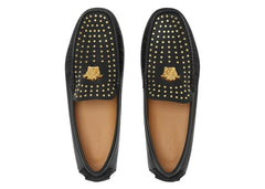 Versace LA Medusa Suede Driver Loafers Black