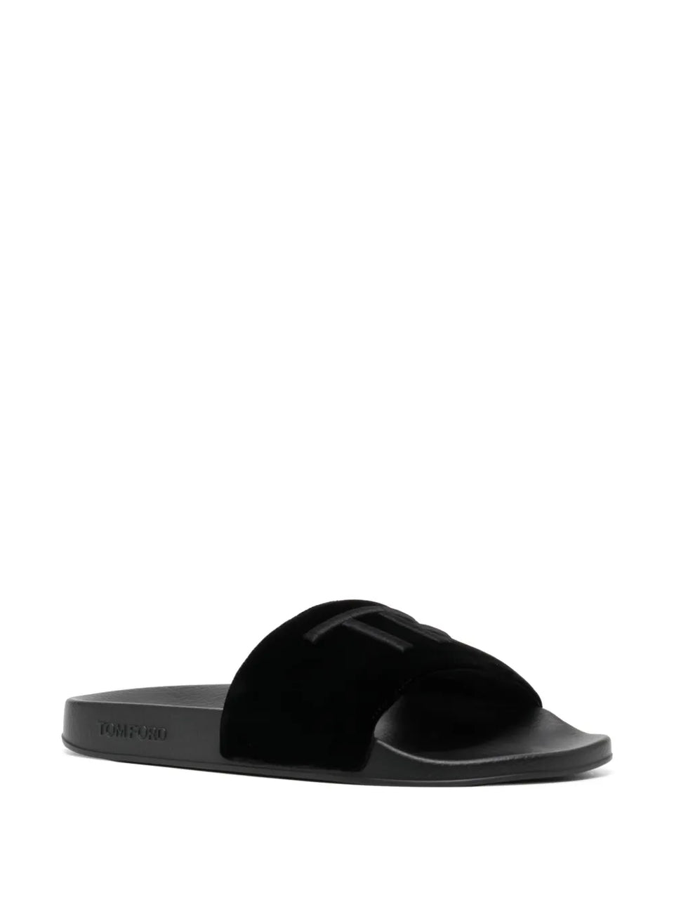 logo-embroidered velvet slides