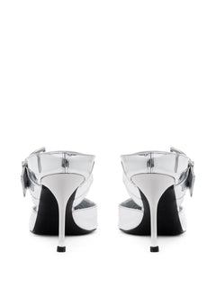 Punk 90mm buckled metallic mules
