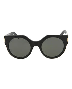 Saint Laurent Round-Frame Acetate Sunglasses Shiny Black (SL185SLIM-30001892-001)